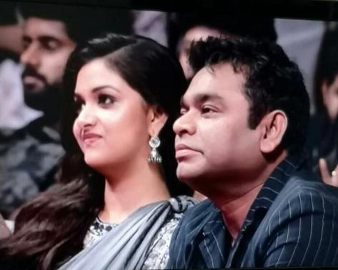 Keerthy Suresh and A R Rahman at Sarkar audio launch