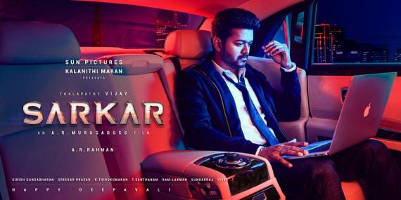 Sarkar second look poster with Thalapathy Vijay