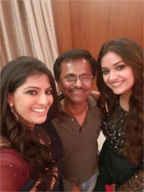 Keerthy Suresh, A R Murugadoss and Varalaxmi Sarathkumar in Sarkar