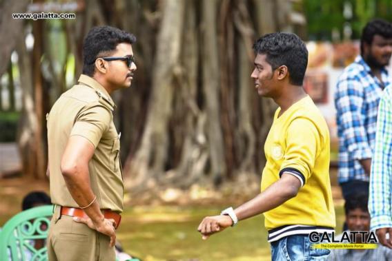 Vijay with Atlee at Theri shooting spot