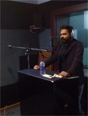 STR Simbu during Vandha Rajavaathan Varuven Teaser dubbing session