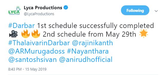 Official Announcement On Darbar Second Schedule To Start By May End 