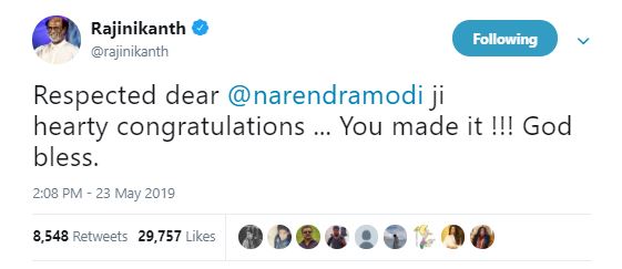 Super Star Rajinikanth Conveyed His Wishes To Prime Minister Modi 