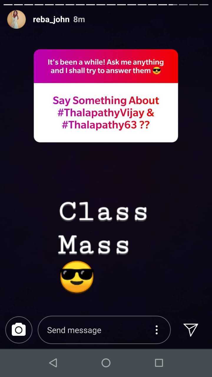 Thalapathy Vijay Starrer Thalapathy 63 will be Both Class and Mass Leading Actress Opens Up