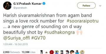 Suriya Soorarai Pottru songs GV Prakash