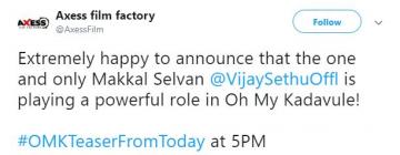 Vijay Sethupathi new movie Oh My Kadavule 