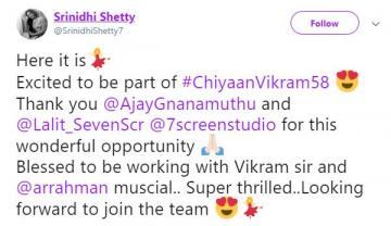 ChiyaanVikram58 Srinidhi Shetty