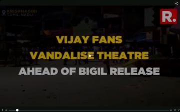 Bigil release theatre violence Thalapathy Vijay fans Krishnagiri