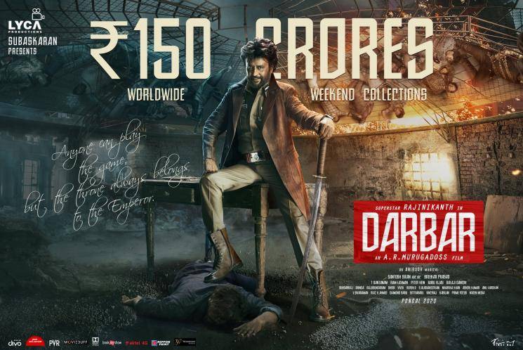 Rajinikanth Darbar first weekend worldwide box office collections 150 crores AR Murugadoss Nayanthara Anirudh Nivetha Thomas