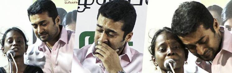 Actor Suriya cries during Agaram function