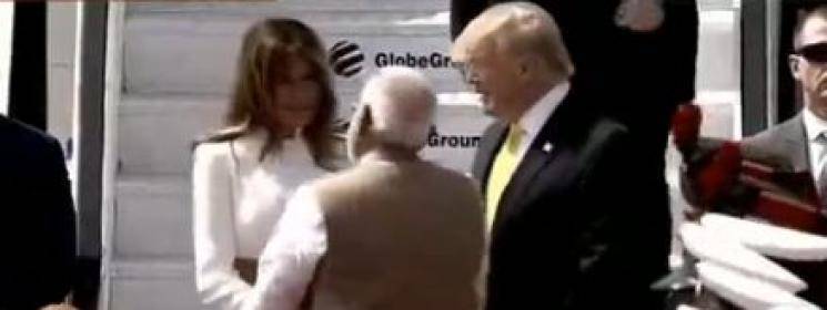 American President Donald Trump arrives in India