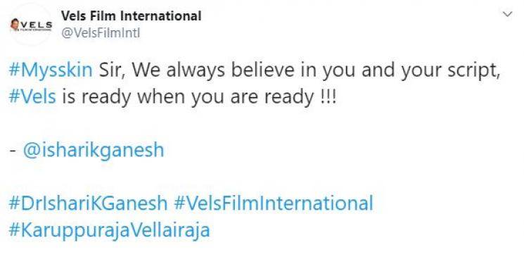 Vels Film International Ishari Ganesh invites Mysskin to direct new film Thupparivaalan 2 Vishal