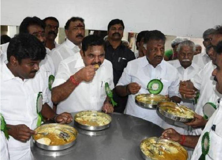 TN CM Palanisamy eats at Amma unavagam