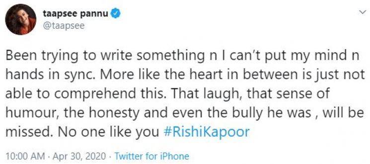 Rishi Kapoor Death Celebrities Mourn Tweets