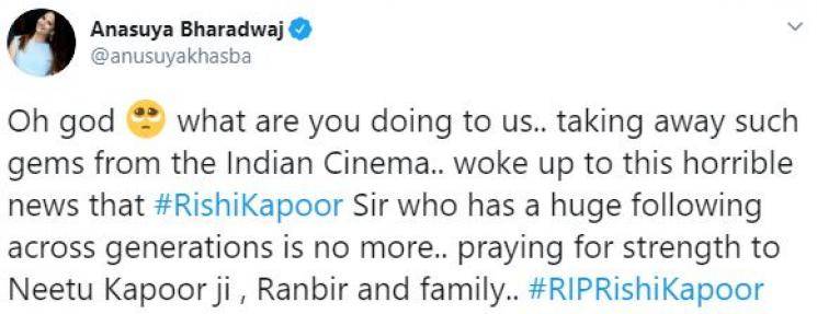 Rishi Kapoor Death Celebrities Mourn Tweets