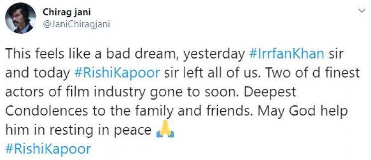 Rishi Kapoor Death Celebrities Mourn Tweets