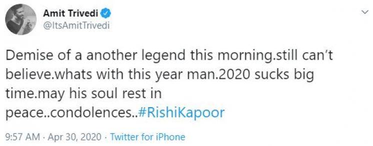 Rishi Kapoor Death Celebrities Mourn Tweets