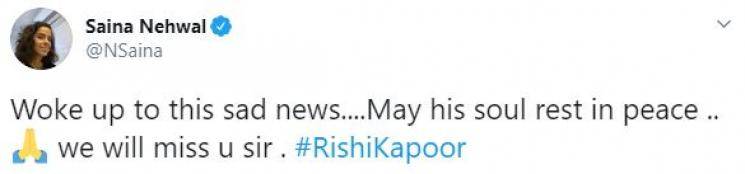 Rishi Kapoor Death Celebrities Mourn Tweets