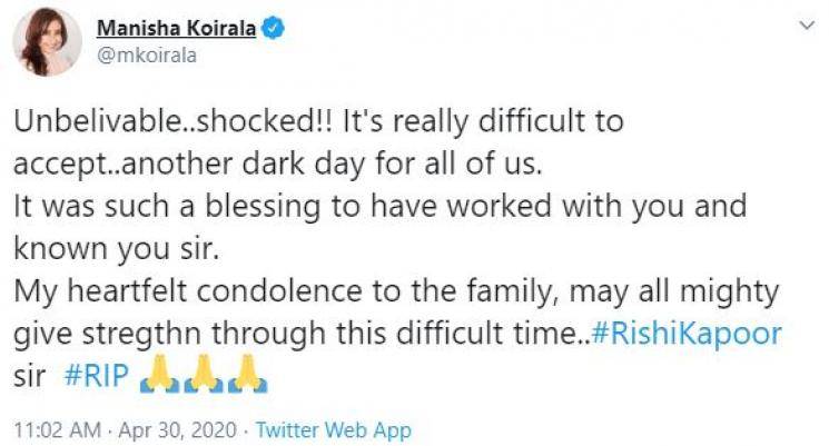 Rishi Kapoor Death Celebrities Mourn Tweets