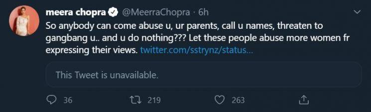 Meera Chopra gets gangrape threats for not knowing a South Indian Superstar