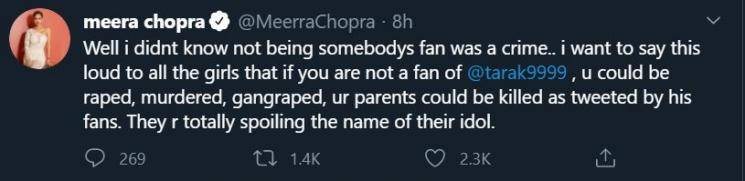 Meera Chopra gets gangrape threats for not knowing a South Indian Superstar