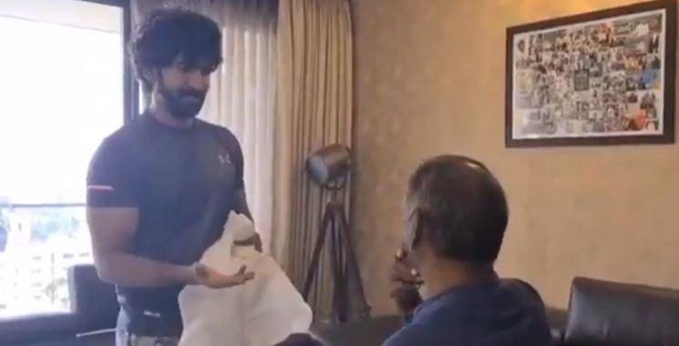 Actor Aadhi Gives A Haircut To His Father