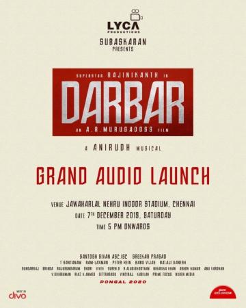 Darbar Audio Launch on Dec 7th Rajini Anirudh ARM