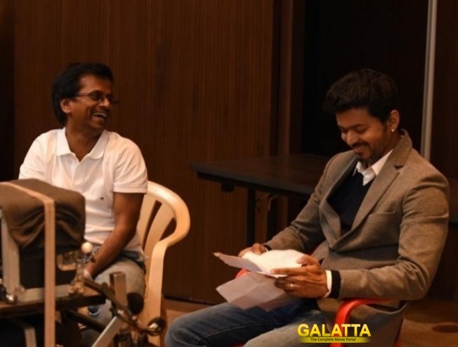 Thalapathy Vijay and A R Murugadoss at Sarkar shooting spot